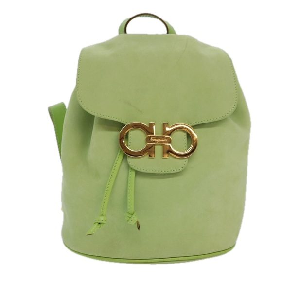 Salvatore Ferragamo Gancini Backpack Leather Green Auth yk14012 - Picture 13 of 16